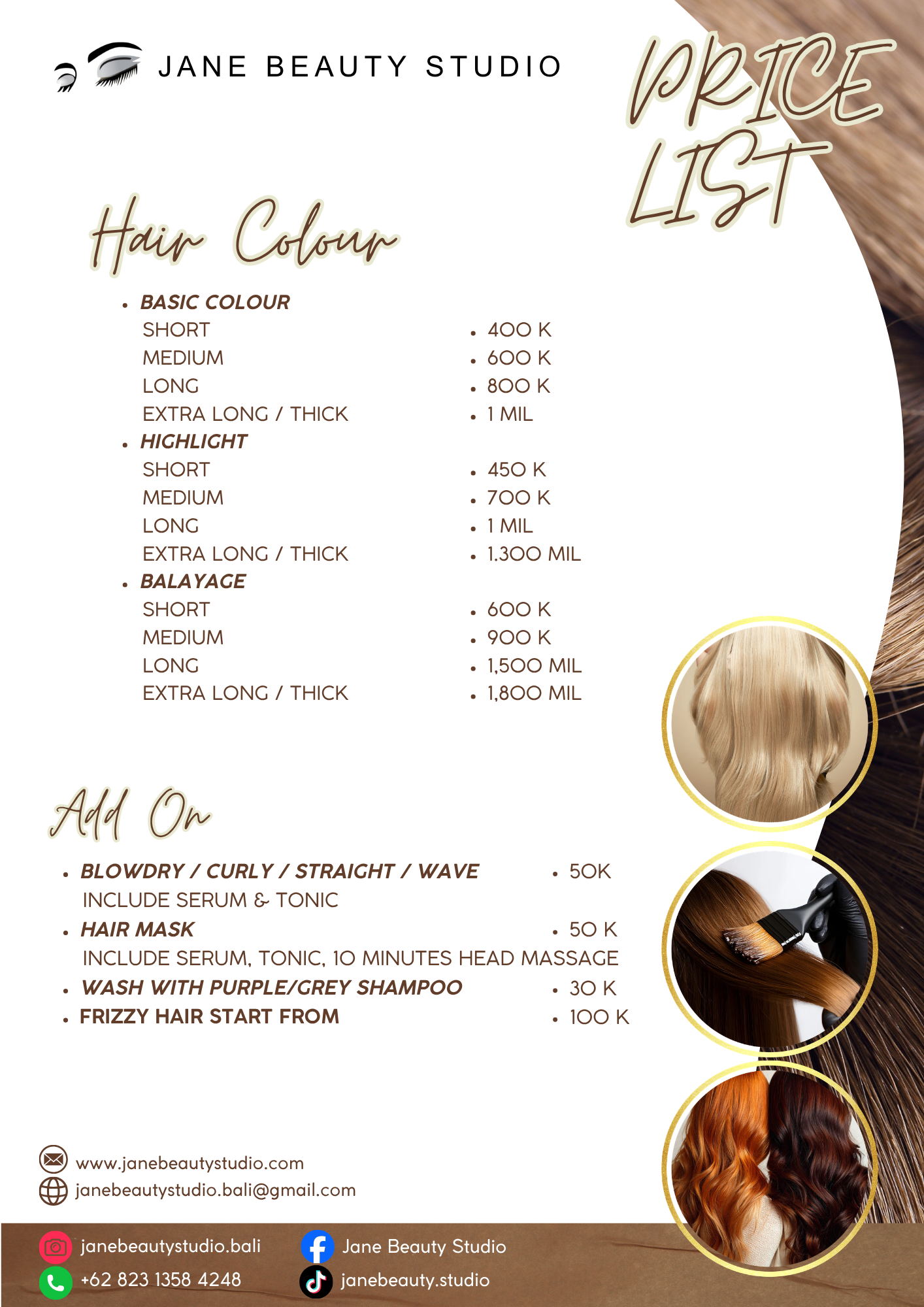 Hair Treatment Price List